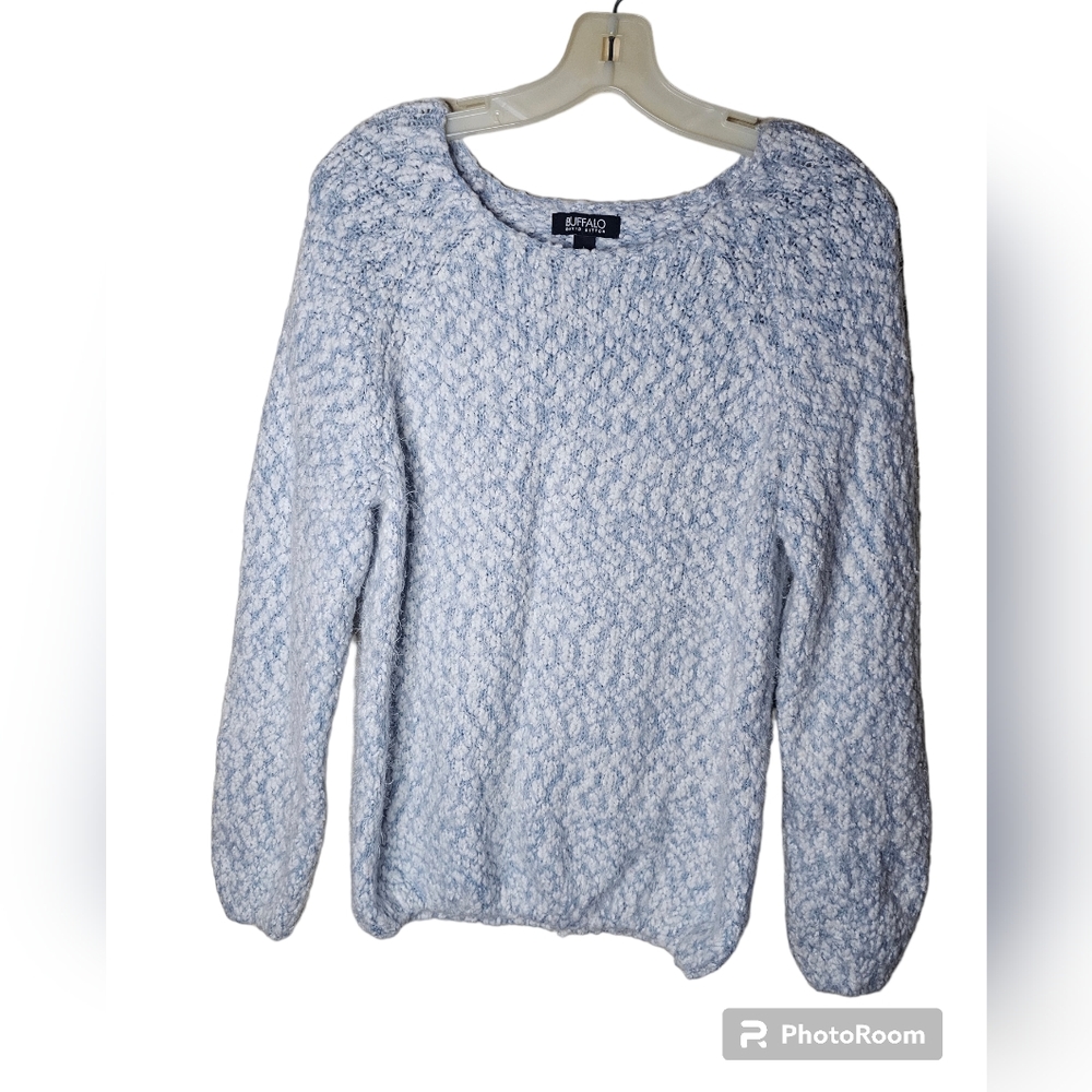 Buffalo David Bitton women's gray/white knitted long-sleeved sweater size L